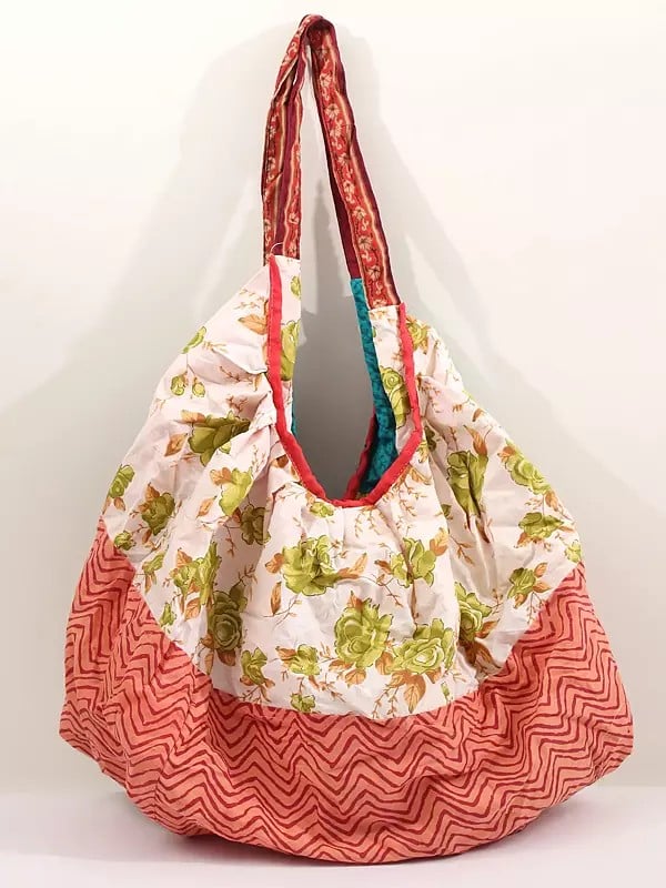 Cotton Floral Printed Patchwork Duffle Bag