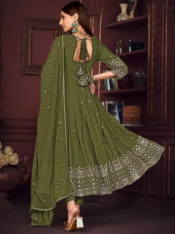 Traditional Georgette Embroidered Anarkali Suit with Dupatta