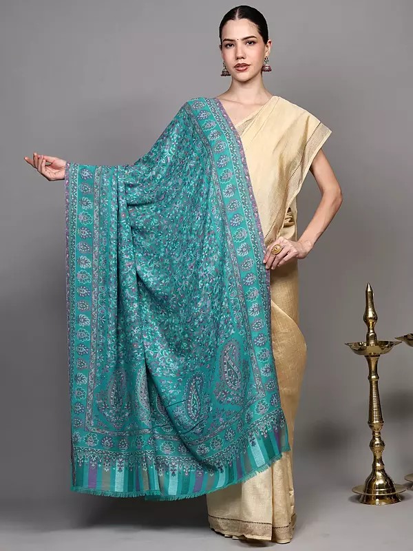 Kani Jamawar Shawl from Amritsar with Woven Multicolor Flowers and Paisleys