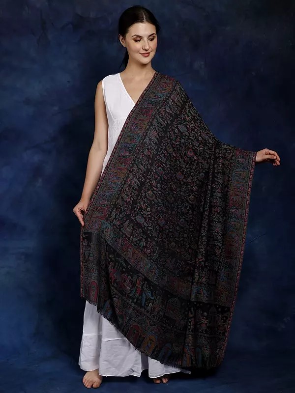 Kani Jamawar Shawl from Amritsar with Woven Mughal Procession