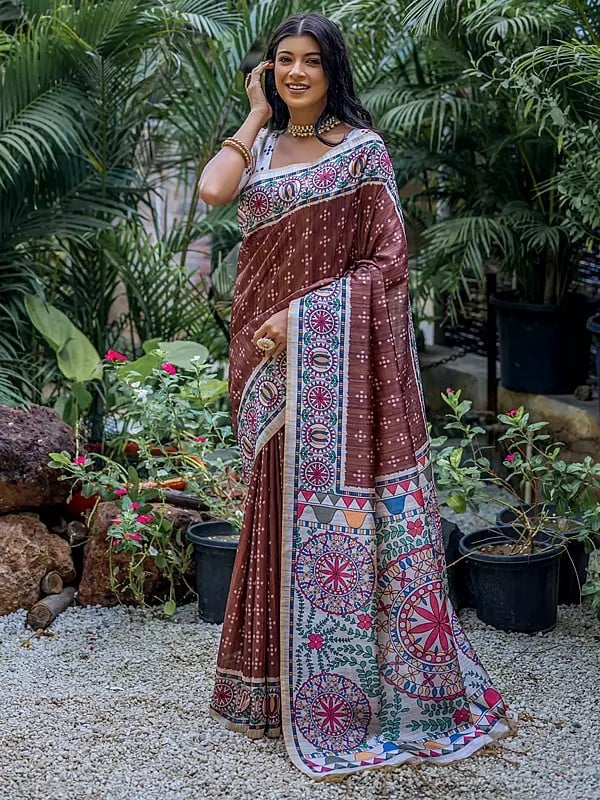 Traditional Wear Madhubani-Design Soft Tussar Silk Saree