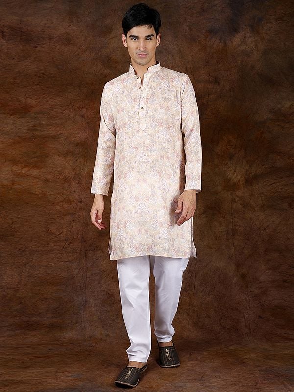 Pure Cotton Floral Printed Casual Kurta Pajama Set