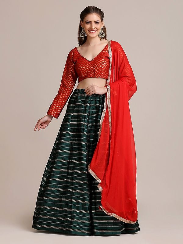 Jeacrd Silk Goldwoven Sequnce Work Woven Lehenga