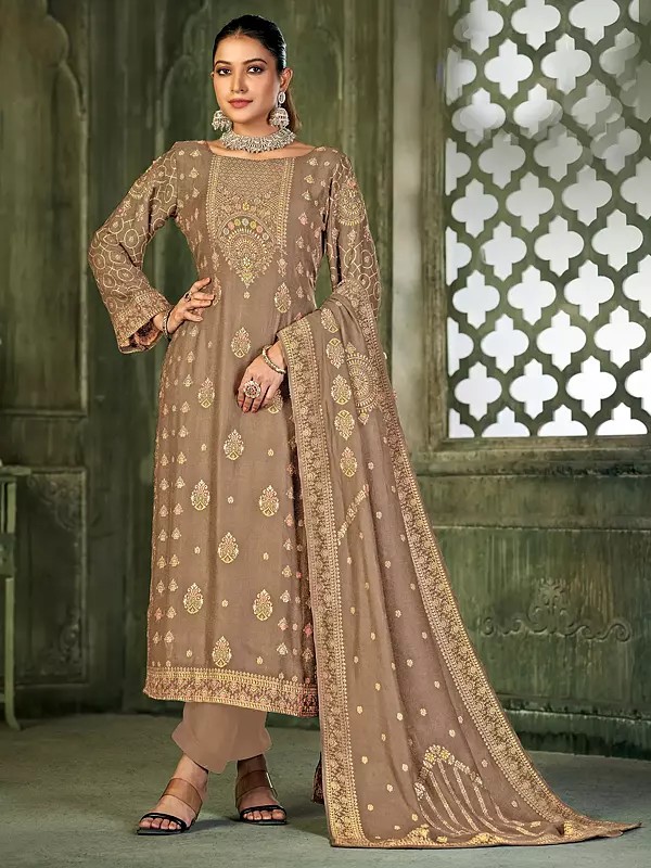 Viscose Pasmina Mina Work Kurta & Bottom with Dupatta