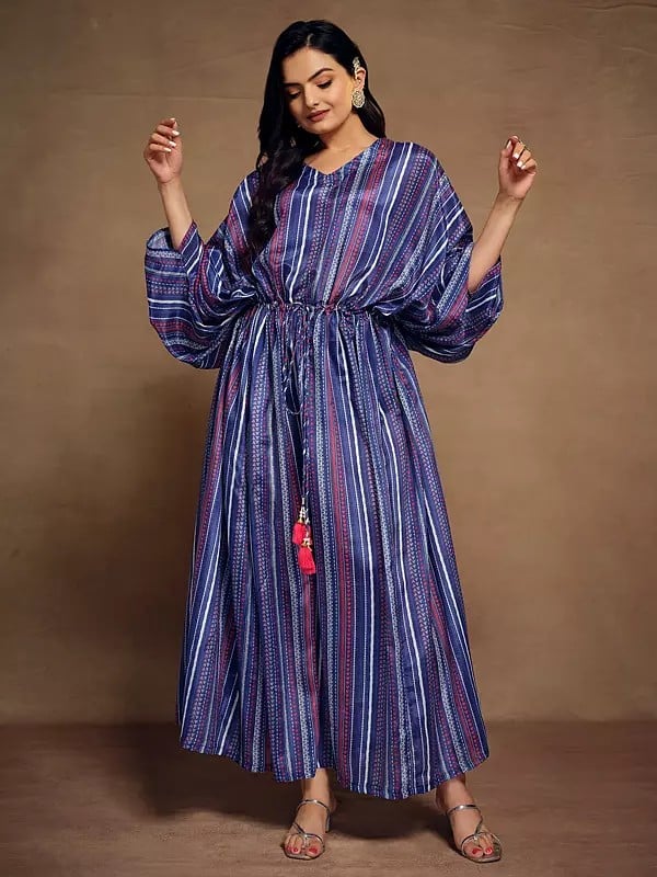 Women's Art Silk  Printed Designer Kaftan In Stripe Pattern For Casual Occasion