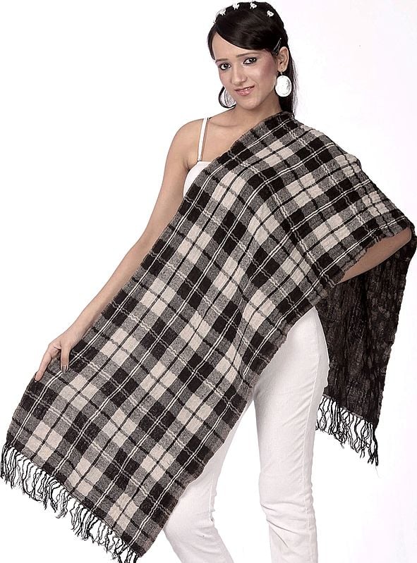 Gray Reversible Scarf with Checks