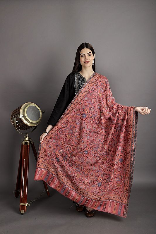 Kani Jamawar Shawl from Amritsar with Multicolour Floral Vines And Paisley