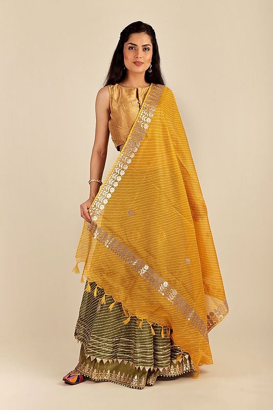 Traditional Leheriya Tie-Dye Kota Doria Cotton Dupatta from Jodhpur