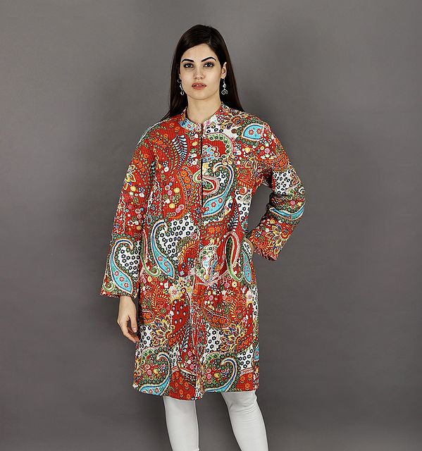 Pure Cotton Block-Printed Reversible Quilted Jacket From Jodhpur