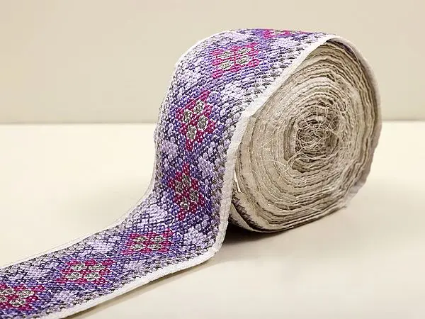 Multicolor Silver-Zari and Thread Embroidered Fabric Border