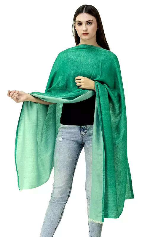 Vivid-Green Double-Sided Cashmere Shawl