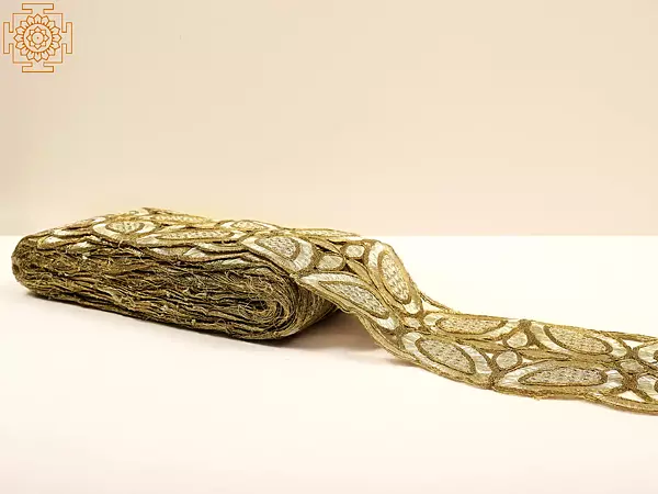 Curry Border with Zari Embroidered Cut Work Motif