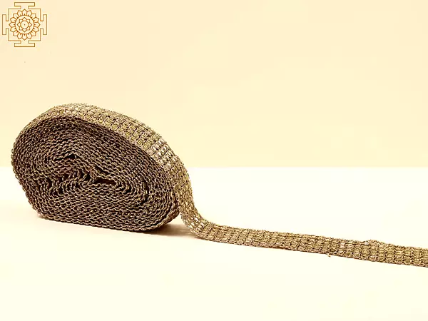 Pale Gold Zari Border with Bugle Beads