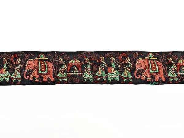 Fabric Border with Thread Embroidered Wedding Procession