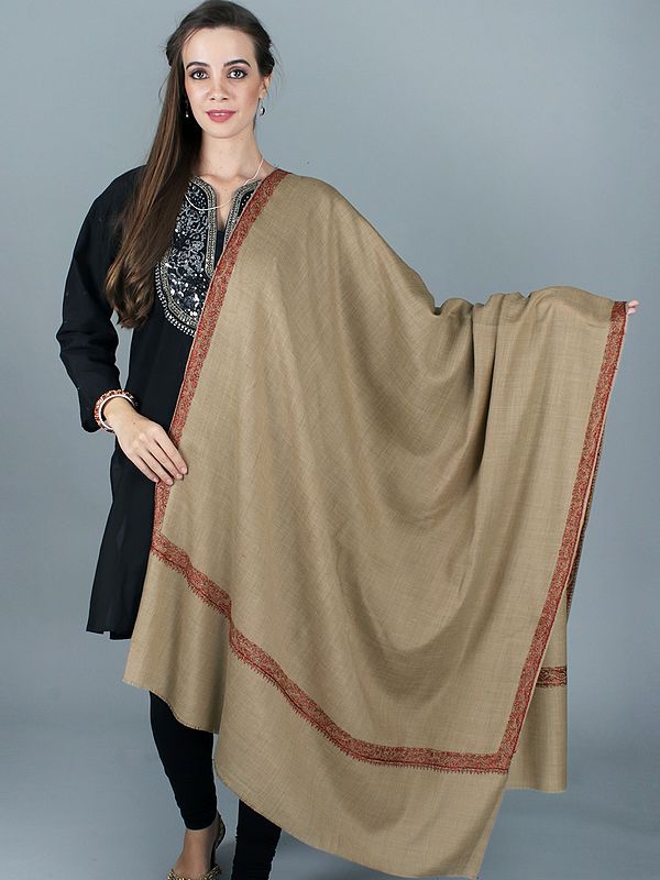 Affogat Shawls With Sozni Embroidery on Border By Hand From Kashmir