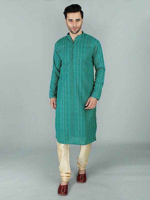 Intricate Chikankari Kurta Pajama Set