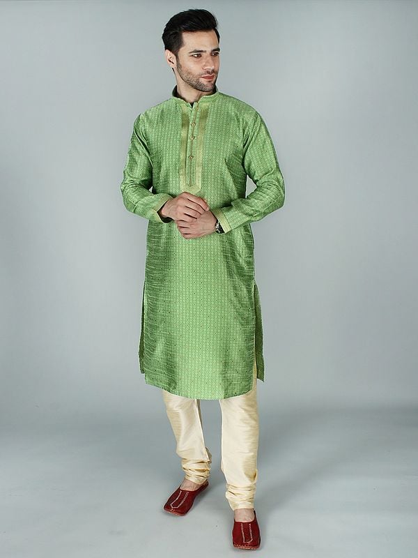 Ethnic Brocaded Kurta Pajama Set with Repetitive Weave