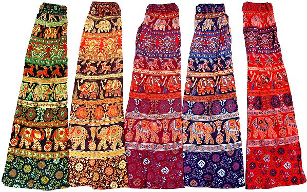 Lot of Five Long Skirts from Pilkhuwa with Elastic On Waist