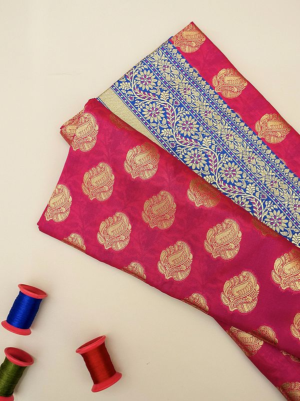 Art Silk Banarasi Saree with Mango Butta on Body and Daisy Meena Bail Motif on Border