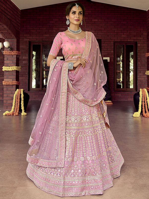Organza Mughal Motif Zarkan-Gota Lehenga Choli and Soft Net Dupatta