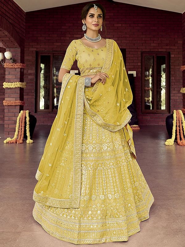 Organza Mughal Motif Zarkan-Gota Lehenga Choli and Soft Net Dupatta