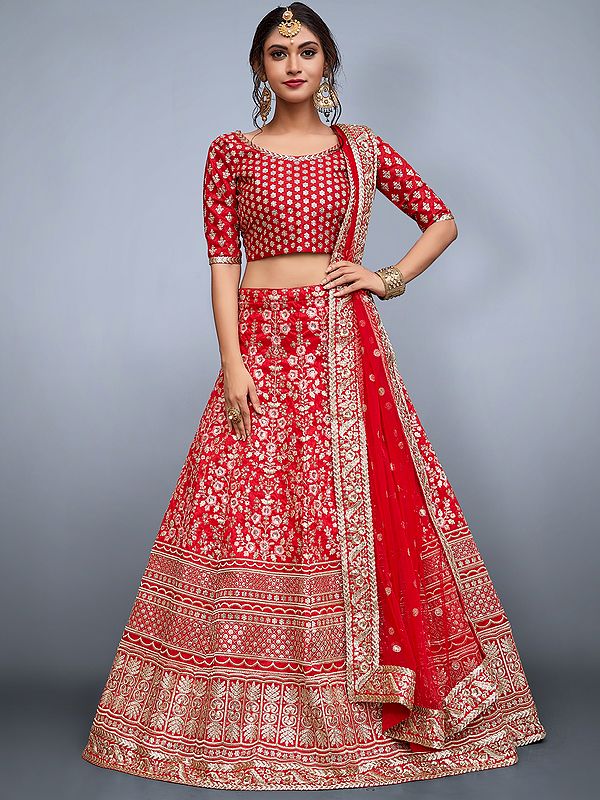 Bittersweet Art Silk Lehenga Choli All Over Cut dana Work And Designer Dupatta