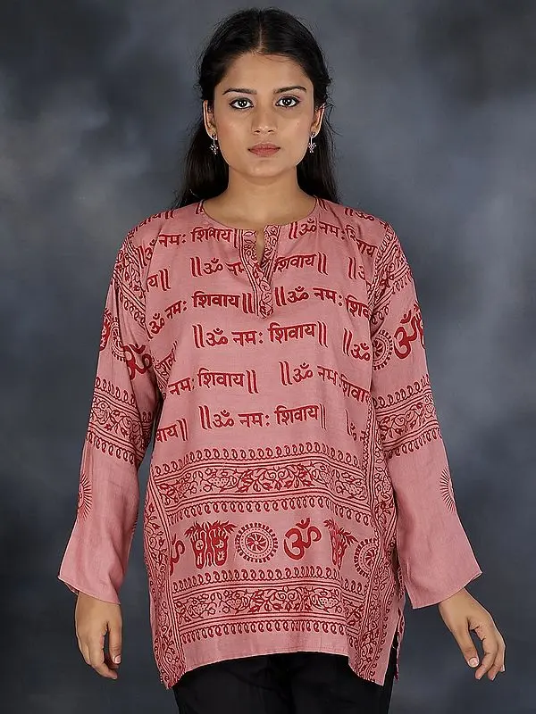 Om Namah Shivay Printed Short Kurti Top