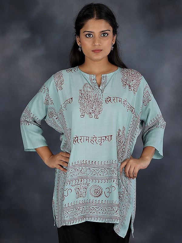 Hare Ram Hare krishna Printed Short Kurti Top