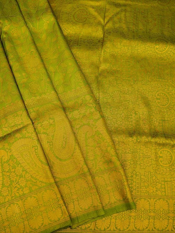 Art Silk Jaal Banarasi Saree With All-Over Kali Bail Butta And Peacock ...