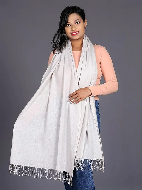 Pure Pashmina Plain Stole with Fringe from Nepal