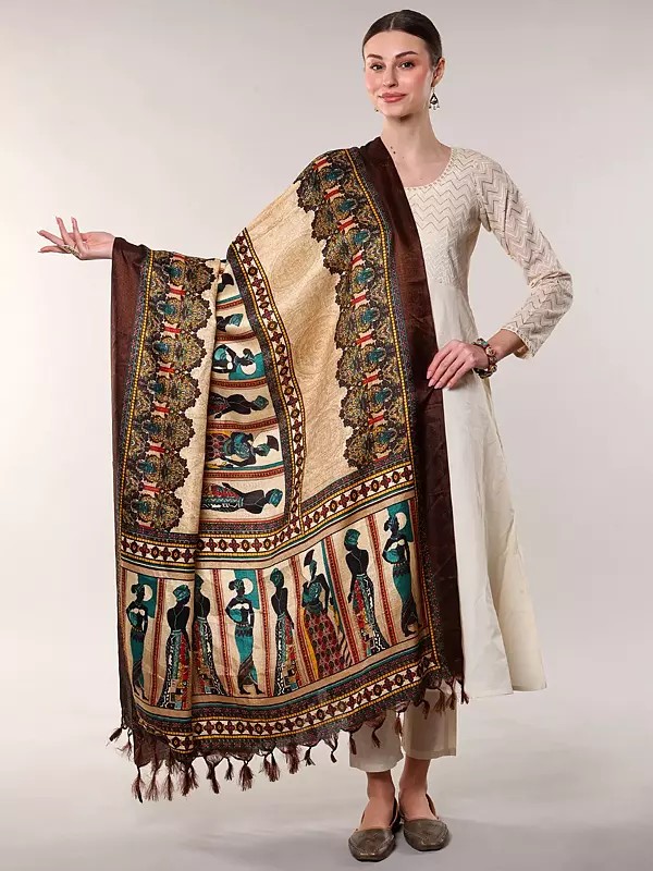 Batik Afro Women Motif Printed Banglori Satin Dupatta