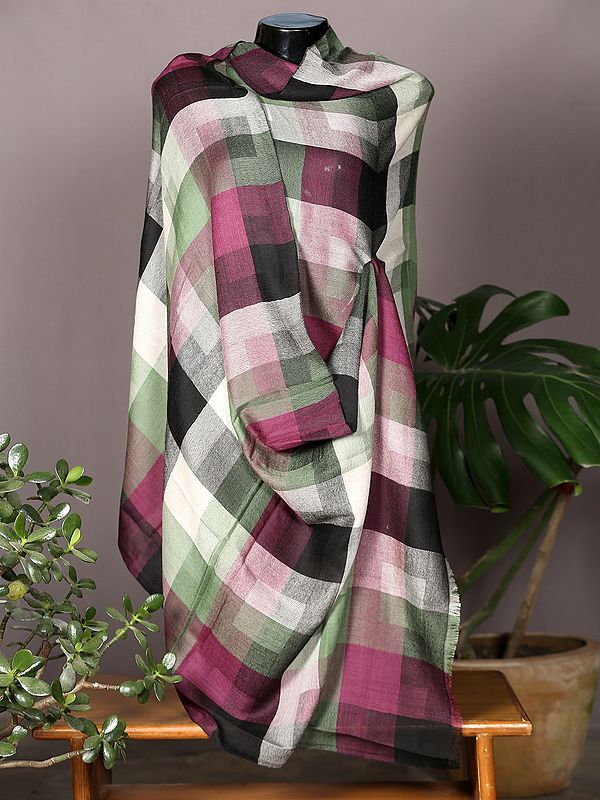 Multicolour Pashmina Stole from Nepal with Colour Block Pattern