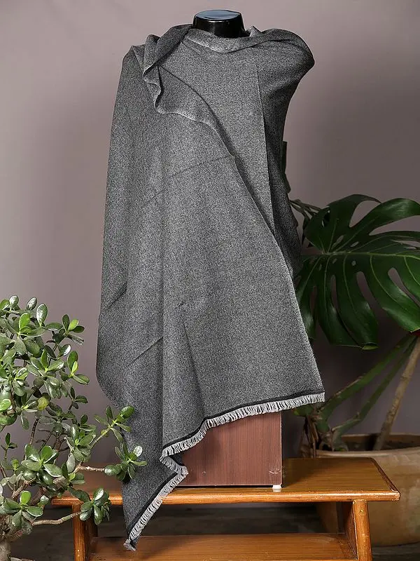 Steel-Gray Plain Pashmina Reversible Stole from Nepal