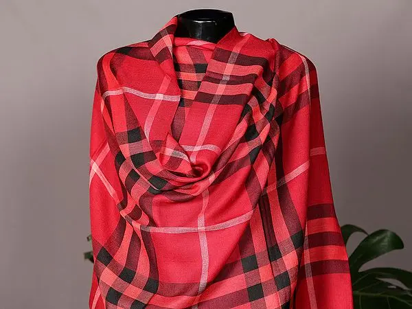 Burberry-Check Pattern Pashmina Stole from Nepal