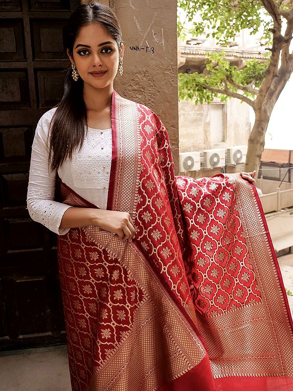 Woven Mughal Jaal Pattern Banarasi Dupatta