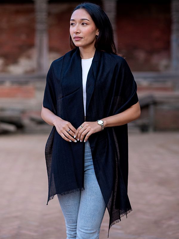 Solid Color Pashmina Silk Stole from Nepal