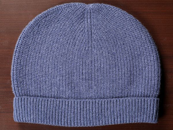 Blue-Gray  Pure Wool Beanie Cap From Nepal