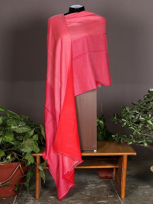 Rose-Red Four Layer Pashmina Stole from Nepal