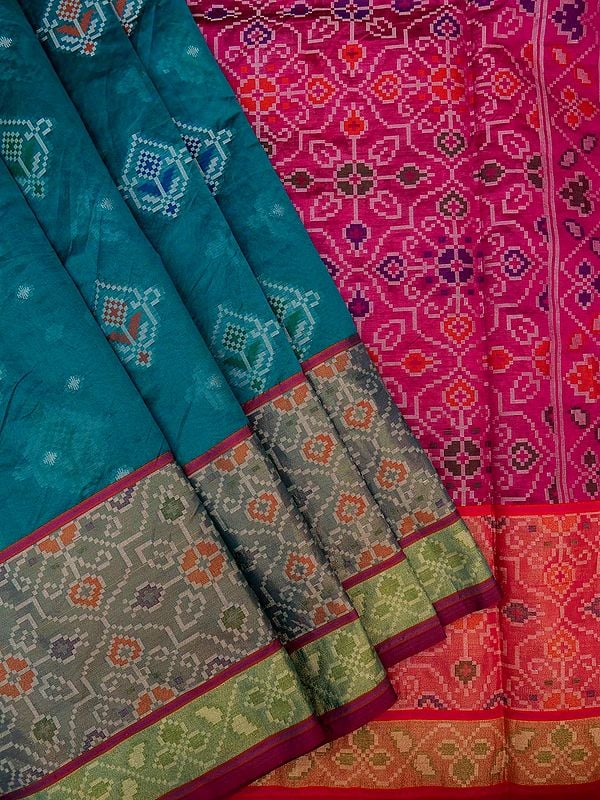 Banarasi Cotton Saree With All-Over Patola Butta Pattern