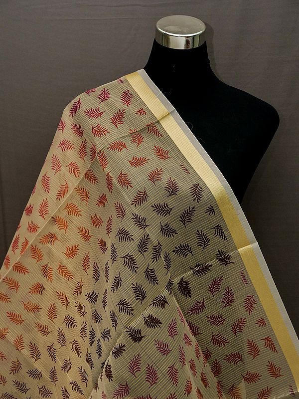 Printed Kota Tissue Dupatta with All-Over Flower Motif