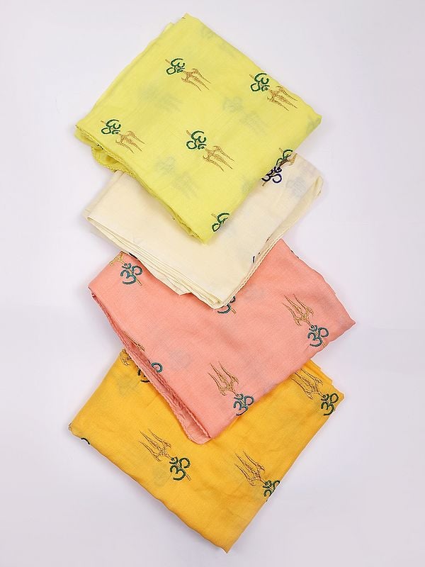 Lot of Four Pastel Color Om-Trishul Prayer Shawls