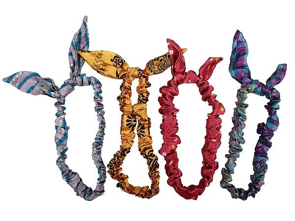 Lot of Four Multicolour Assorted Bow Headbands for Women Knotted Boho Bandeau Headbands Paisley Bandana Retro Head