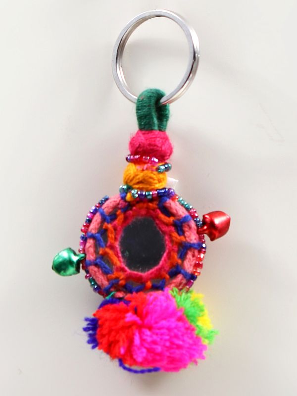 Assorted Multicolour Tassel With Real Mirror Keychain