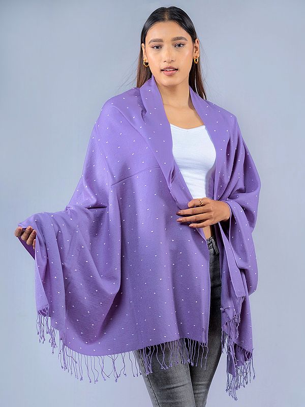 Purple-Rose Pashmina Silk Embroidered Shawl