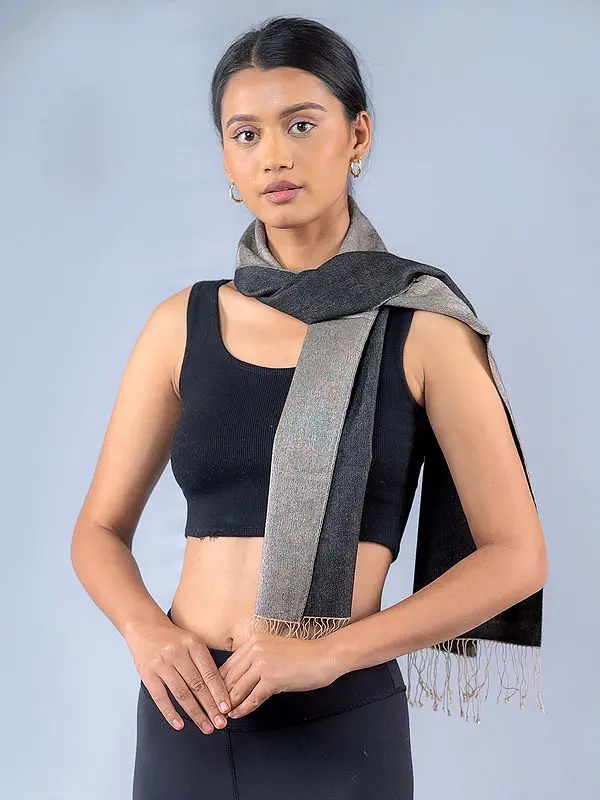 Reversible Two-Tone Pashmina Silk Plain Scarf