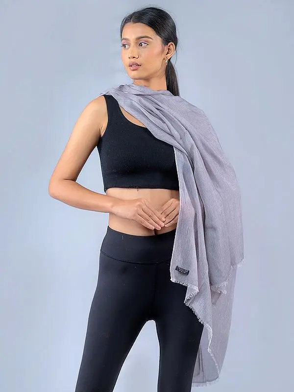 Grey Cashmere Silk Lightweight Stole from Nepal