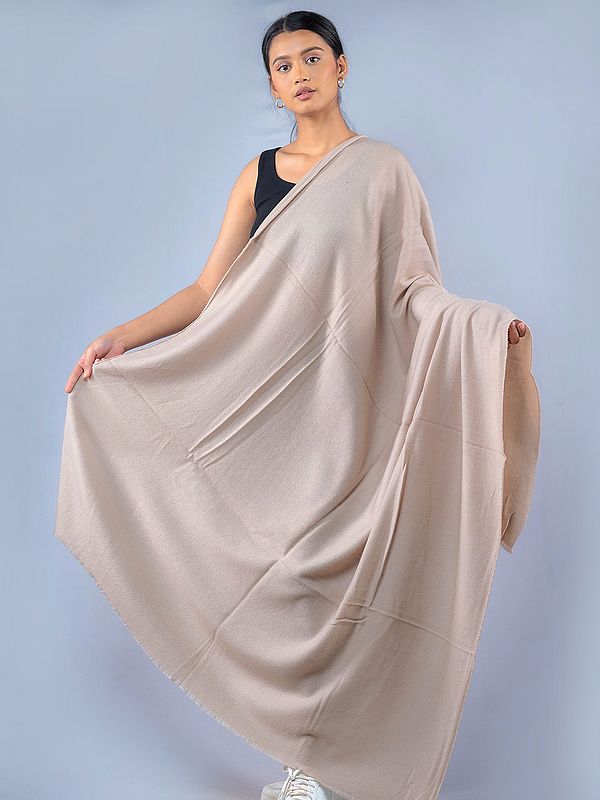 Summer-Sand Pure Pashmina Two Ply Herringbone Weave Shawl from Nepal