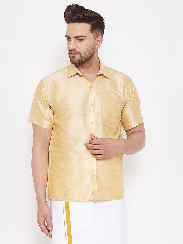 Silk Blend Ethnic South Indian Half Sleeves Shirt