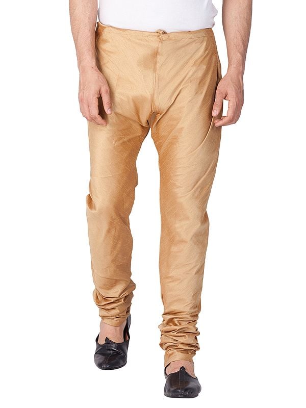 Rose-Gold Silk Blend Men's Churidar Style Pajama