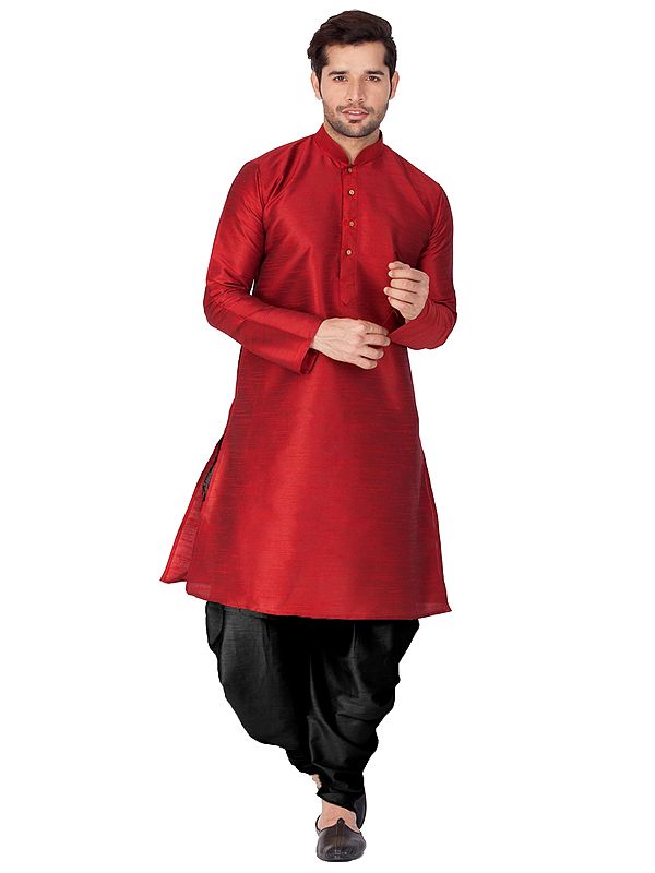 Silk Blend Kurta with Cowl Style Patiala Dhoti